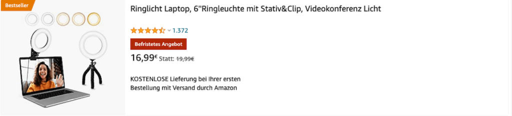 ACMEZING Ringleuchte mit Stativ und Clip
