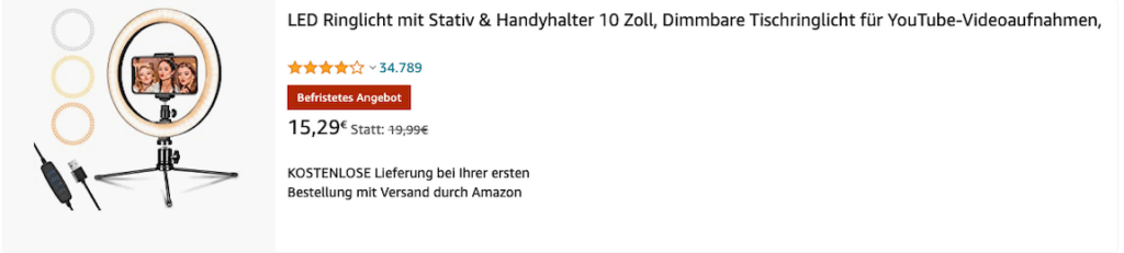 AIXPI LED Ringlicht mit Stativ und Handyhalter