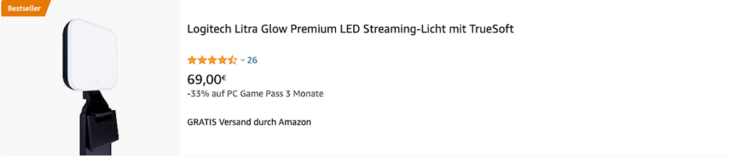 Logitech Litra Glow Premium LED Streaming-Licht